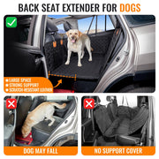 Dog Car Seat Cover for Back Seat,Back Seat Extender for Dogs Hard Bottom Dog Hammock,Waterproof,Scratch Resistant Leather,Strong Support,Back Seat Protector for Car/SUV/Small Truck,Black