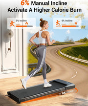 Walking Pad, Auto Incline, 3.0HP, 300lb, Under-Desk, Remote LED