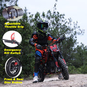 Hawk Mini Dirt Bike, Gas Power 4 Stroke Dirt Bike! 40CC Pit Bike, Pull Start, 10" Wheels! (Blue)