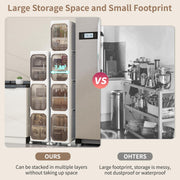 4 Tier Slim Bathroom Storage Cabinet, Foldable and Movable, White Tools Free, ABS and PET, Magnetic Clear Door, Adjustable Shelves, Lockable Wheels, Water Resistant, For Narrow Space