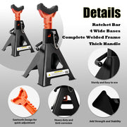 Jack Stands 6 Ton (13,200 LBs), 15.6"-23.4" Adjustable with Double Pin Locking,Heavy Duty Jack Stands with Extra Rubber Pads,Car Lifts for Home Garage 1 Pair Black