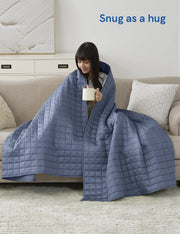 King Size Cooling Weighted Blanket for Adults (88x104 Inches, 30 Pounds, Blue Grey), Perfect for Hot Sleepers with Cooling Rayon/Glass Beads, Heavy Bed Blanket for Couple on Queen or King Bed