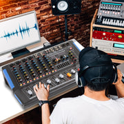 8-Channel Console Style Audio Mixer with Bluetooth - DJ Sound Controller, 4 XLR / Combo Inputs, Sub Out, +48V Phantom, USB-A In, 16 DSP Effects, MP3 Player, 7-Band EQ - PMXU88BT