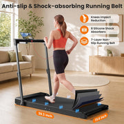 Foldable Walking Pad Treadmill with Height-Adjustable Handlebar