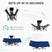 Folding Camping Cot for Adults, 28in Wide with Mattress, Navy Heavy-duty 1200D Oxford Cot with Removable Mattress and Carry Bag, Portable Design for Camping, Travel, Guests and Hiking