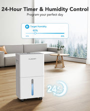 1500 Sq Ft 21 Pint Dehumidifier for Basement with Drain Hose 3 Modes, 24H Timer, Auto Defrost, Quiet & Portable, Smart Humidity Control, Ideal for Home, RV, Bedroom & Bathroom
