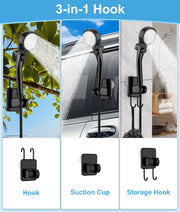 Portable Shower for Camping, 6000mAh Outdoor Electric Shower Rechargeable Pump with Intelligent Digital Display, Camping Shower Head Nozzle for Camping, Hiking, Traveling, Washing