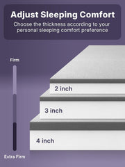 3 Inch Queen Size Extra Firm Mattress Topper, High Density Foam