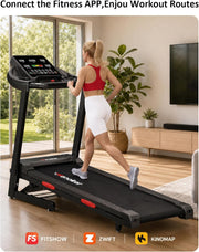 Treadmill for Home, Folding Treadmill with 15% Auto Incline,3.0HP Folding Treadmill with App,12 Workout Programs, Max 8.7 MPH Running Machine, 300 LBS Capacity