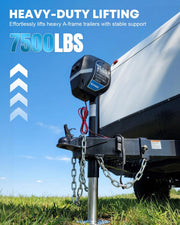 7500lbs Electric Trailer Jack with Dual Wire, Built-in Level