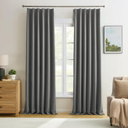 Extra Wide Blackout Curtains 102 Inches Long, Pinch Pleated Curtain for Sliding Door/French Door Room Divider Panels for Living Room 100 Inch Width 100x102 Grey