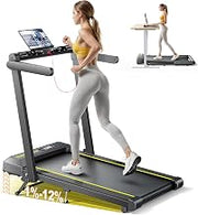 Walking Pad with 12% Auto Incline & Handle Bar, Foldable Treadmill