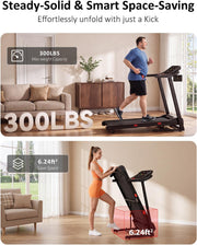 Treadmill for Home, Folding Treadmill with 15% Auto Incline,3.0HP Folding Treadmill with App,12 Workout Programs, Max 8.7 MPH Running Machine, 300 LBS Capacity