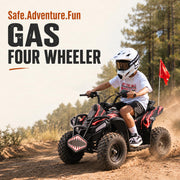 Gas ATV for Kids, 40cc Four Wheelers, Adjust 10-15 MPH (Red)