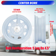 ST205/75D15 Trailer Tires with 15 in Rims, 5 Lug on 4.5 in, Load Range C, 6PR