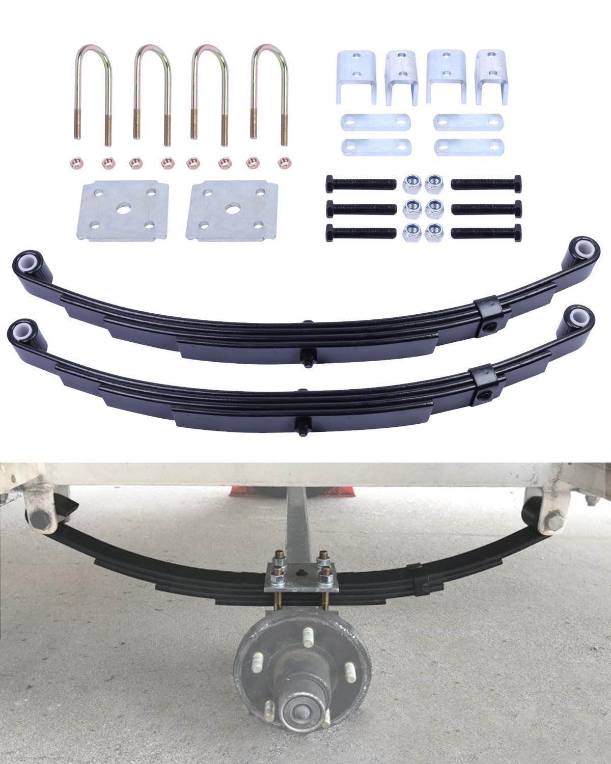 Trailer Leaf Spring Kit 3500lb Single Axle 4 Leaf Spring Kit