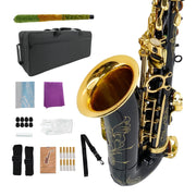 Tenor Saxophone B Flat for Beginners Sax Full Kit with Pads Cushions,Hard Carrying Case,Neck Strap,Reeds,Cleaning Cloth & Rod,Mouthpiece,Gloves Gold