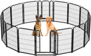 Metal Dog Playpen 40in H 16 Panels Heavy Duty Dog Fence Heavy-Duty Panels, Tool-Free Assembly, Flexible Layouts, Camping and RV Use, Large Medium and Small Dogs, Black-Silver