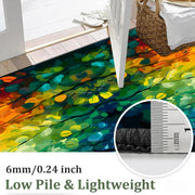 Colorful Leaf Branch Runner Rugs for Hallway, 3.3x10ft, Colorful Botanical Printed Pattern Entrance Carpets, Machine Washable Fade Resistant Home Decor Mats for Bedroom