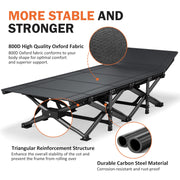 Camping Cot for Adults with Comfortable Cushion, Folding Bed 450LBS Heavy Duty; Foldable Padded Cushion for Compact Storage; Carry Bag Included; Portable Cot for Outdoor Use