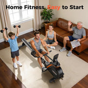 16-Level Magnetic Rowing Machine with Extended Slide Rail, LCD Monitor, Standard Seat, Gray, 250 lb Capacity
