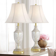 26 1/2" Tall Table Lamps Set of 2 Gold Brass Cut Clear Glass Urn