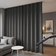 Room Divider Blackout Curtains & Ceiling Curtain Track Set Wall Mount Extra Wide Track Curtains Flexible Sliding Curtain Rod Room Separation Privacy（W 216 x H 96 in Beige Drape & Black Rail）