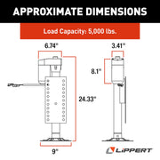 Ground Control 3.0 Automatic 5th Wheel RV Leveling System Rear Hall Effect Jack for Left Leg Replacement with 5,000-lb. Load Capacity - 305339