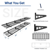 12-inch-by-72-inch Wall Shelf Garage Storage Rack Wall Mounted Floating Shelves,1x6ft,Black, 2-Pack, Classic Series