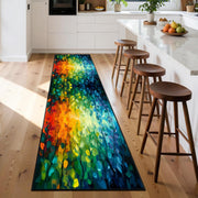 Colorful Leaf Branch Runner Rugs for Hallway, 3.3x10ft, Colorful Botanical Printed Pattern Entrance Carpets, Machine Washable Fade Resistant Home Decor Mats for Bedroom