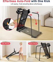 Treadmill for Seniors - 0.3mph Slow Start,Front & Long Handrails