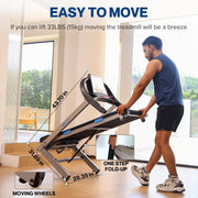 Home Treadmill 400+LB Capacity, 4.0HP Heavy Duty Treadmill Foldable