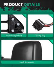 Towing Mirrors fit 2014-2017 for Silverado for Sierra 1500 2015-2016 for Silverado for Sierra 2500HD 3500HD Pickup Tow Mirror Power Heated