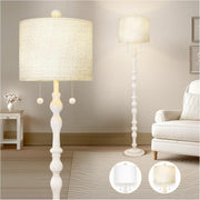 65.5" Natural Real Wood Boho Floor Lamp for Living Room Bedroom