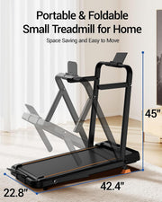 16% Walking Pad Treadmill with Incline, Foldable Treadmill with Handle Bar