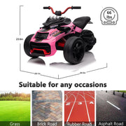 24V Kids ATV 3 Wheeler Ride on Motorcycle for Kids, Rose Pink
