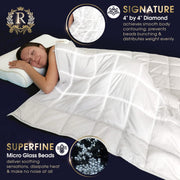 Therapy Weighted Blanket - Heavy 100% Cotton Blankets with Premium Glass Beads (60''x80'' 25lbs, Coastal Fog), Suitable for One Person (~200lb) - Use on Queen/King Bed