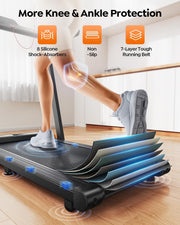 Folding Treadmill with 10% Incline, 2.5 HP Walking Pad with Handle Bar, 300 lb Capacity Treadmills for Home/Office, Foldable Treadmill with App & Speaker, 0.6-10 MPH