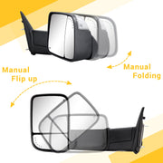 Towing Mirrors Compatible with 2009-2018 1500, 2010-2018 2500 3500 with Power Glass Heated Turn Signal Light Puddle Lamp Temp Sensor Filp up Pair Set