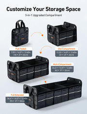 Car Trunk Organizer Storage Portable Collapsible Large Cooler Bag, Foldable Cover, Nylon Handles, PU Bottom and PE Plate Portable Storage Box for SUV, Truck, Pickup