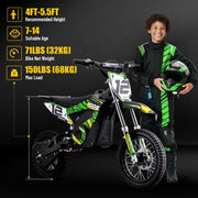 HP112E 36V 1000W Electric Dirt Bike Electric Motorcycle for Kids,Green