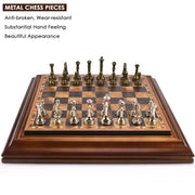 14 inches Wooden Chess Set with Metal Chess Pieces / 2.5'' King/Storage for Chessmen/Gift Package/Instructions/Classic Board Game