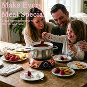 Electric Fondue Pot Set for Cheese, Chocolate, Broth & Hot Pot 2.6QT, Adjustable Temperature Control, Removable Stainless Steel & Ceramic Bowls, 8 Color-Coded Forks