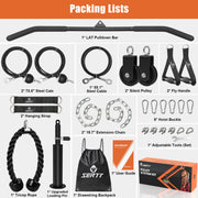 Home Gym Pulley System - Tricep Workout, Lat Pulldown, Biceps Curl, Triceps, Shoulders, Back, Forearm, Weight Cable for Squat Rack, Garage