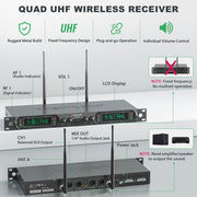 4-Ch UHF Fixed Frequency Wireless Microphone System PTU-5000-4H