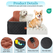 Dog Car Seat for Medium Large Dogs Under 55 lbs, Washable Pet Booster Seat Dog Car Bed for 2 Small Dogs with Thick Cushion, Detachable Pet Car Seat for Backseat with 2 Safety Leashes and Pockets