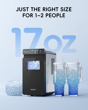 Small Ice Maker with Full-Color Panel & Timer Function, 26 lbs/Day Ultra-Slim Ice Makers Countertop, Built-in Status Light, Two Ice Size, Portable Self-Cleaning Ice Machine for Home/Kitchen/RV