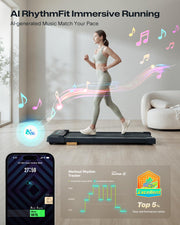 Smart Walking Pad, Compact Under Desk Treadmill with Double Shock Absorption, Quiet Operation, Workout APP with Track Insights and MIIT Mode, Plug and Play, Remote or APP Control for Home Office