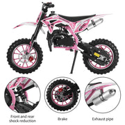 Kids dirt bike - 49cc Dirt Bikes Gas Mini Bike Kids Motorcycle, Upgrade Pit Bike Mini Motorcycle for kids, Off Road Tires, Front Rear Disc Brakes, Pull Start, Pocket Bike Gift for Child Teens, Pink