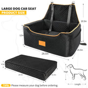 Dog Car Seat for Large/Medium Dog, Booster Seat for Dogs Under 55Lbs or 2 Small, Detachable and Washable Travel Pet Seat with Thick Cushion and Storage Pockets (Black)
